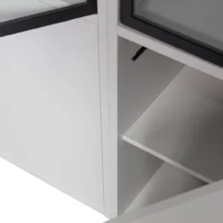 Basic 4-deurs vitrinekast grenen mist [fsc]