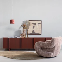 Basu tv meubel 200 cm grenen bordeauxrood [fsc]