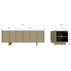 Basu tv meubel 152 cm grenen moss [fsc]