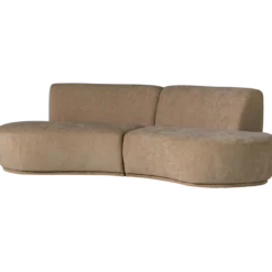 Batavier half ronde bank 4-zits velvet lichtbruin melange