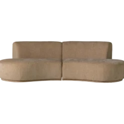 Batavier half ronde bank 4-zits velvet lichtbruin melange