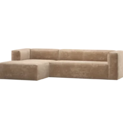 Bean hoekbank links chenille velvet perzikroze