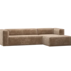Bean hoekbank rechts chenille velvet taupe