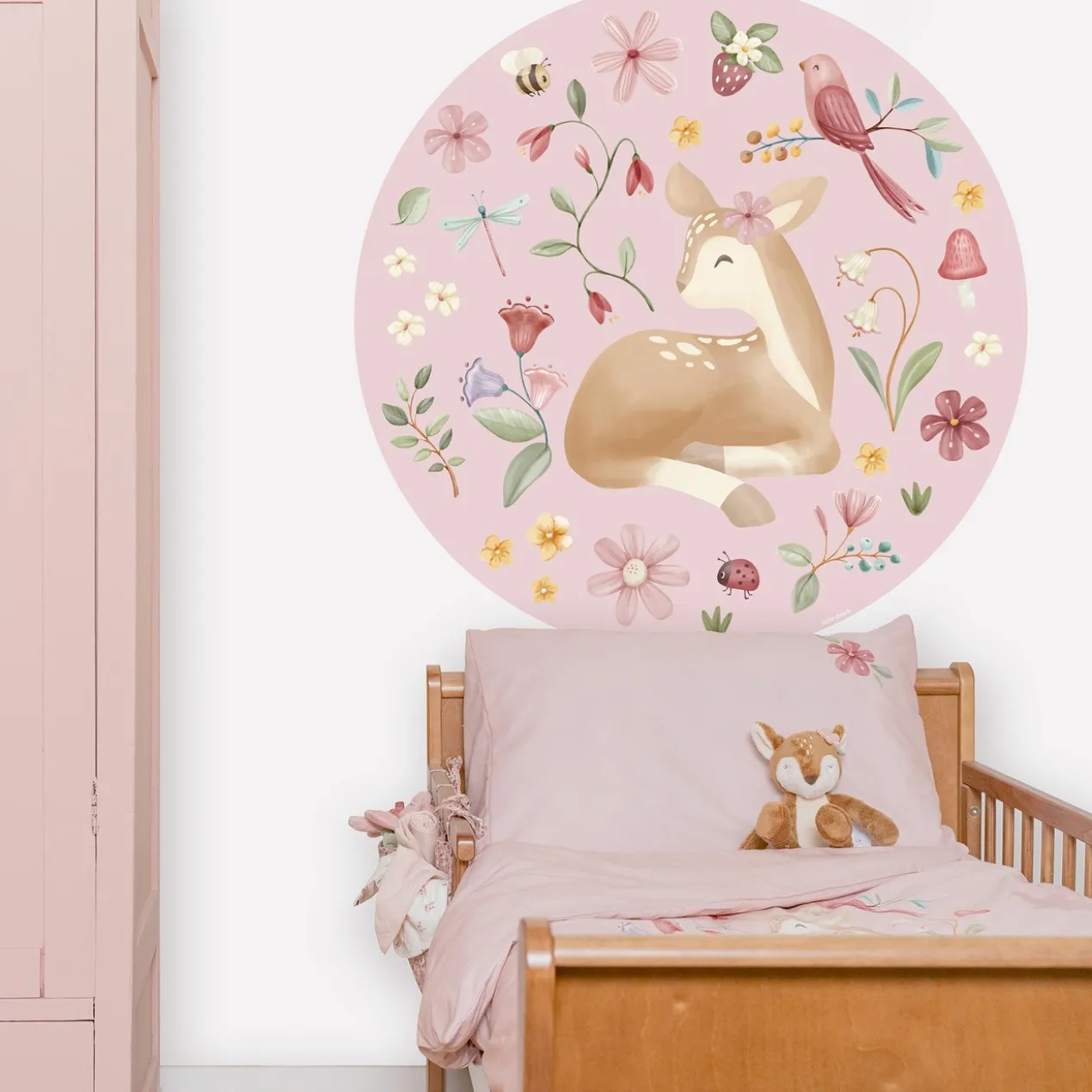 Behangcirkel Fairy Garden Ø100 cm roze