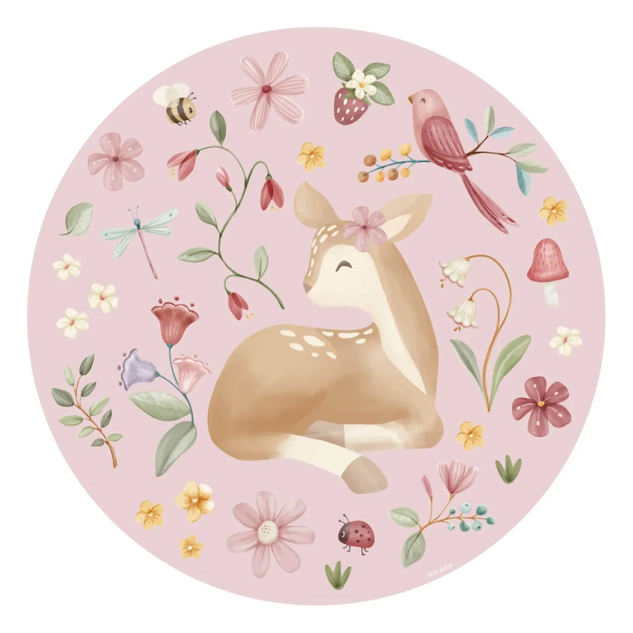Behangcirkel Fairy Garden Ø100 cm roze
