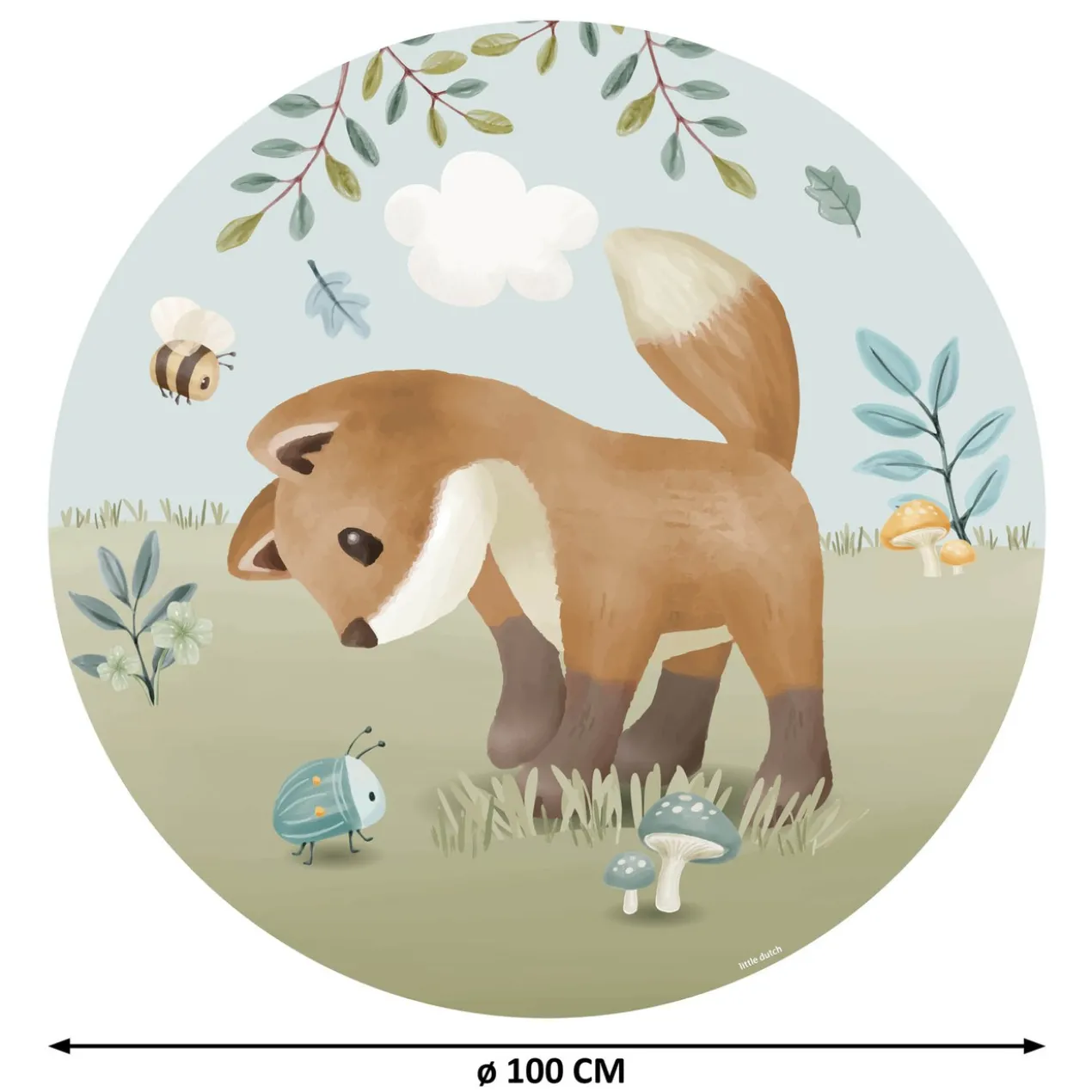Behangcirkel Forest Friends Groen Ø100 cm