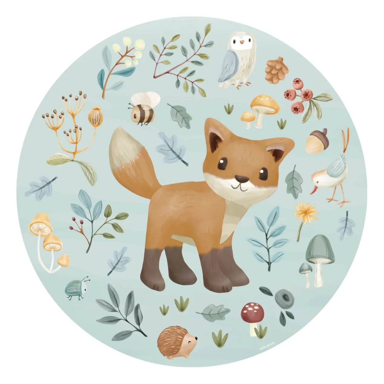 Behangcirkel Forest Friends blauw Ø100 cm