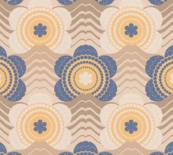 Behang licht gestructureerd met golven en bloemmotieven - beige, bruin, blauw Licht gestructureerd behang met golven en bloemmotieven - beige, bruin, blauw #1