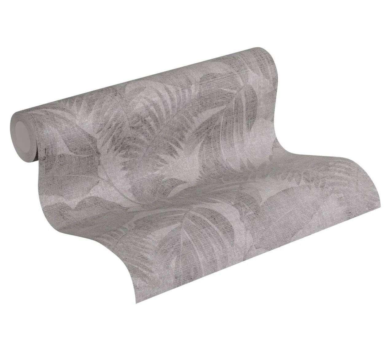 Behang Tropische bladeren grijs