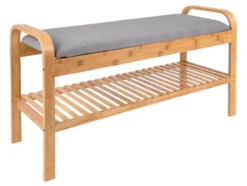 Bench Arch bamboo w. grey fabric