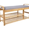 Bench Arch Double Shelf bamboo w. grey fabric