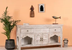 Bhanvad - Handgesneden Mangohouten Consoletafel