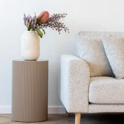 Bijzettafel Asa Ø31 cm donker beige