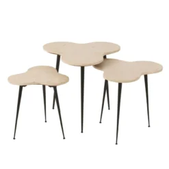 Bijzettafel marmer/metaal - set van 3