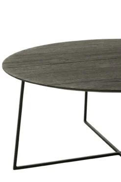 Bijzettafel Micah teakhout/metaal Zwart - set van 2