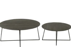 Bijzettafel Micah teakhout/metaal Zwart - set van 2