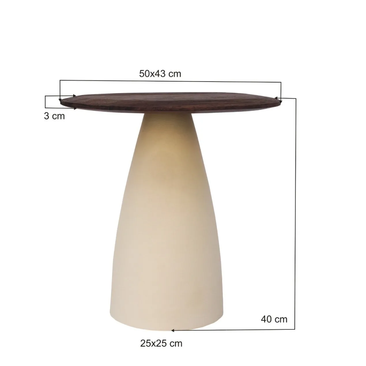 Bijzettafel Milan hout 50 cm beige