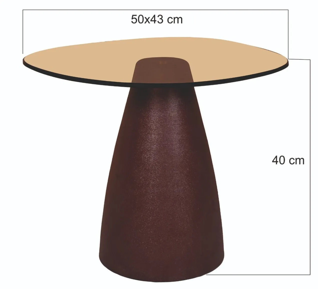 Bijzettafel Milan rookglas 50 cm bourgogne