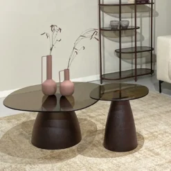 Bijzettafel Milan rookglas 50 cm bourgogne
