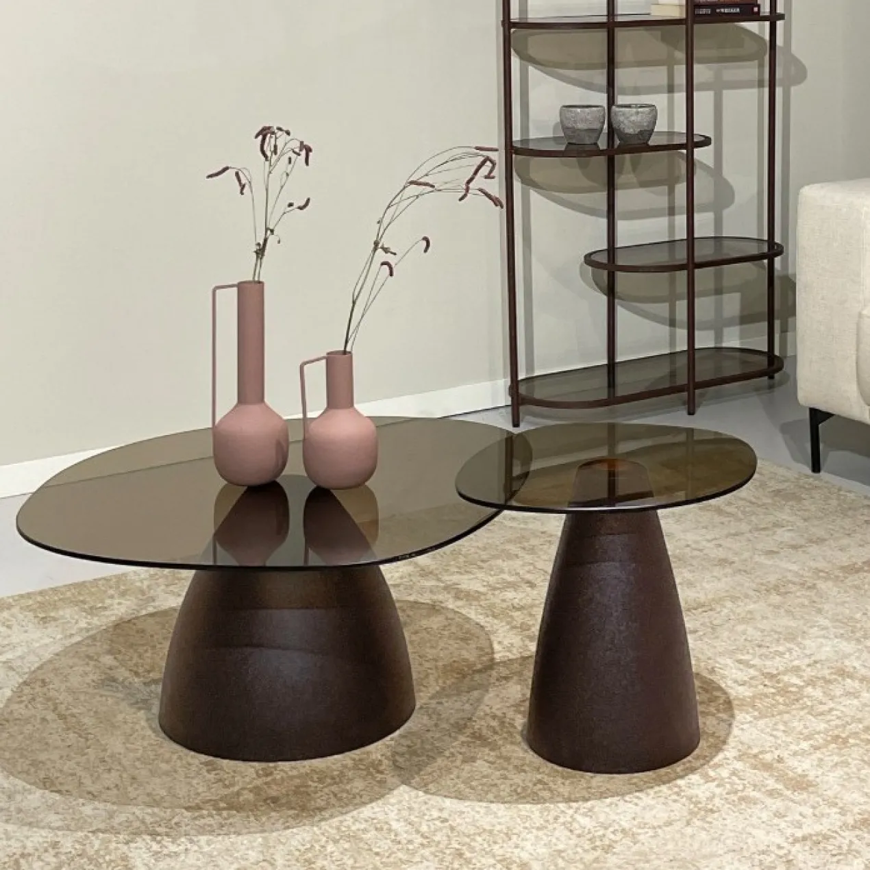 Bijzettafel Milan rookglas 50 cm bourgogne