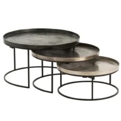 Bijzettafels Rond aluminium zwart/mix - Set van 3