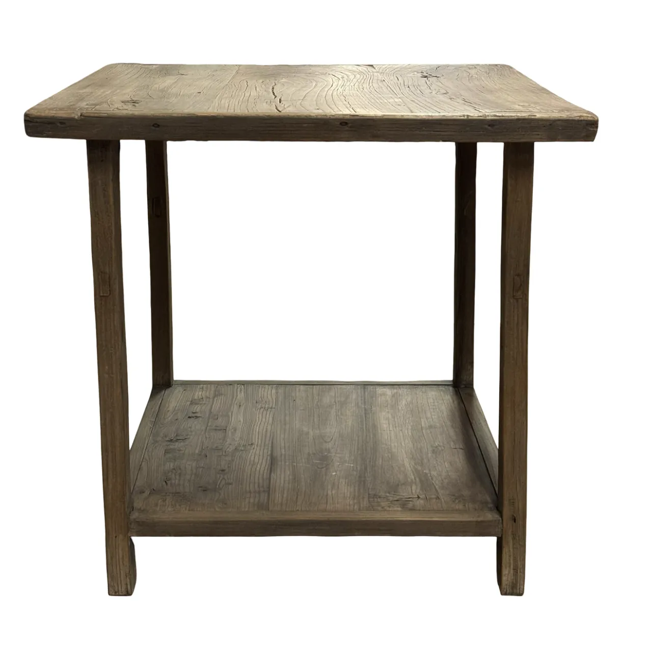Bijzettafel vierkant met onder plank naturel