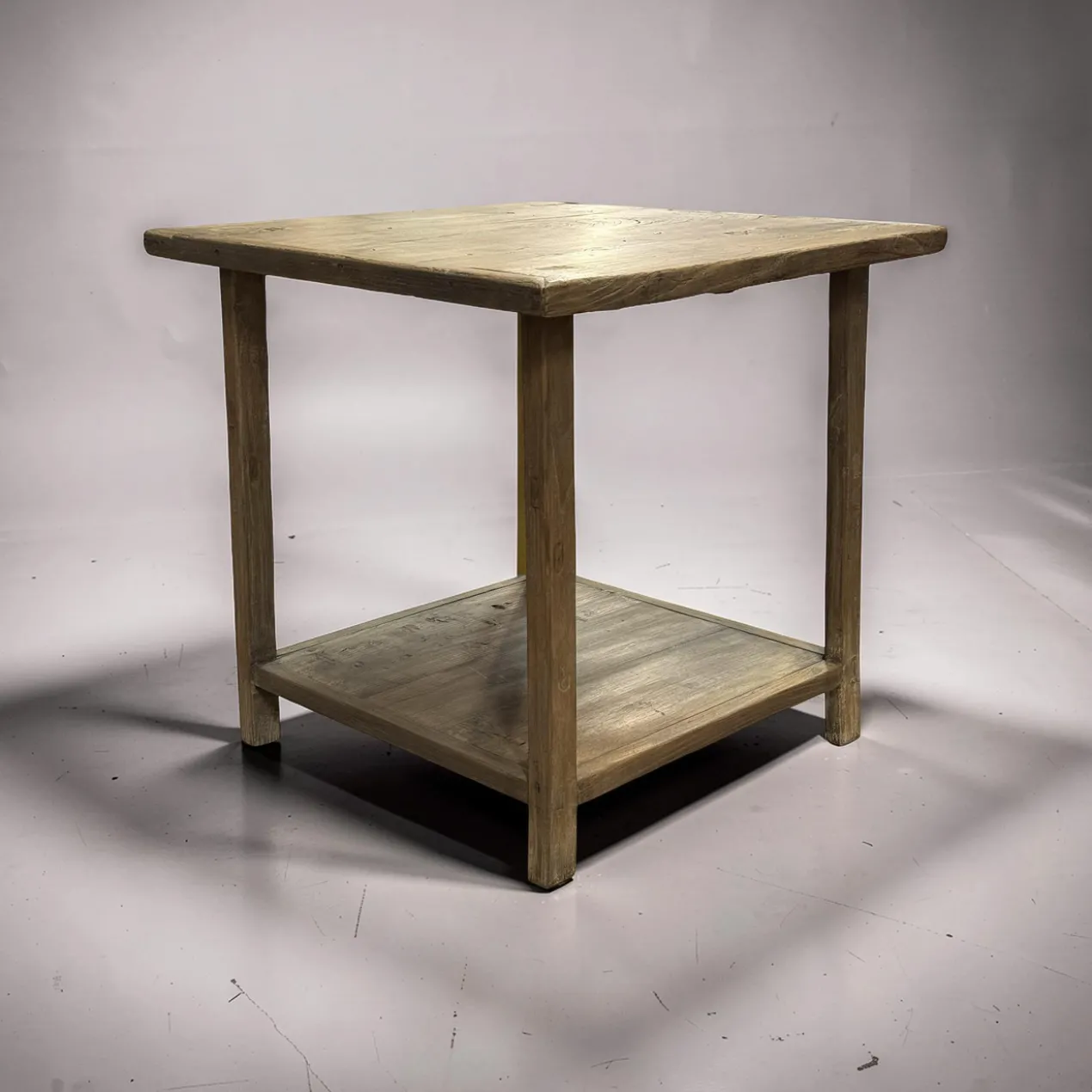 Bijzettafel vierkant met onder plank naturel