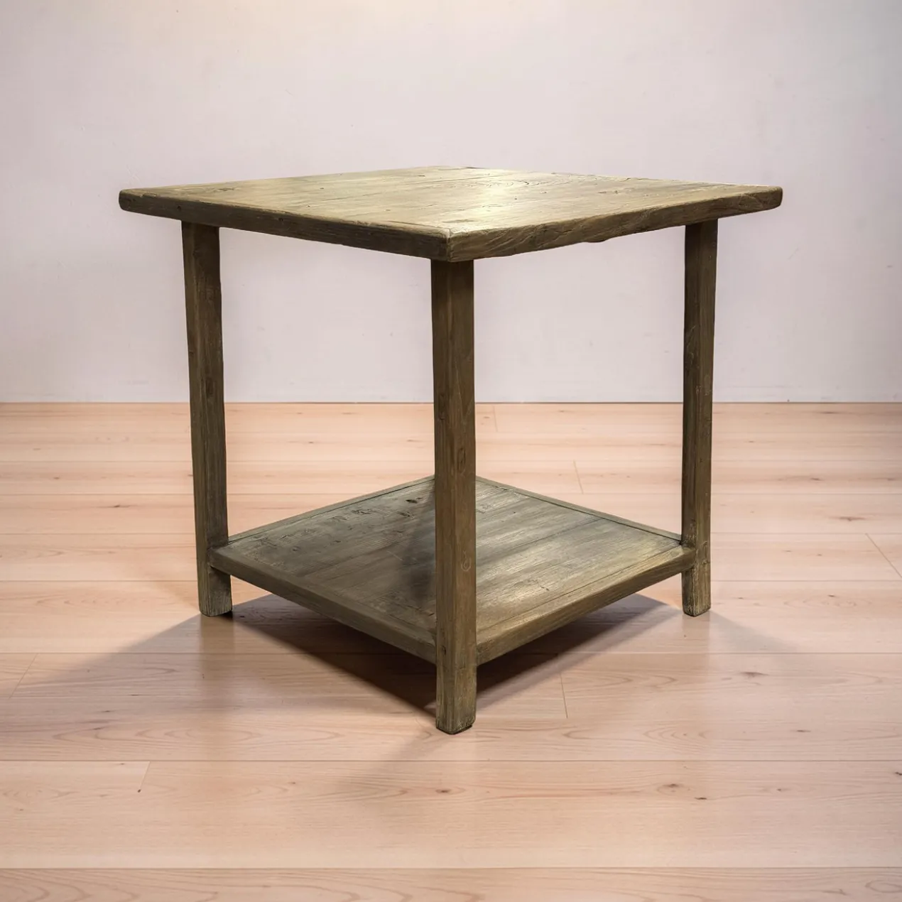 Bijzettafel vierkant met onder plank naturel