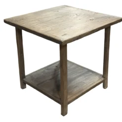 Bijzettafel vierkant met onder plank naturel