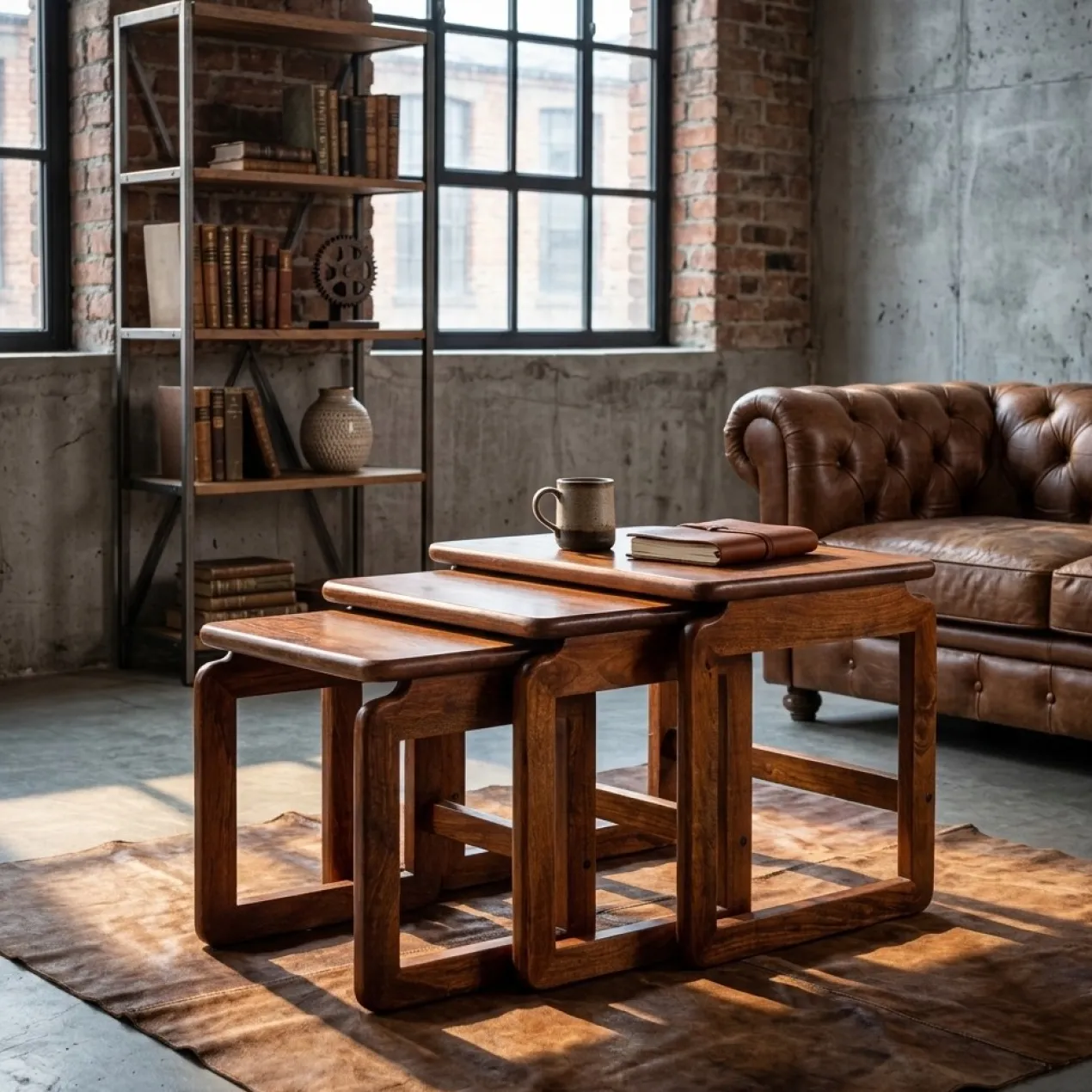Bijzettafel Zoutelande bruin - set van 3