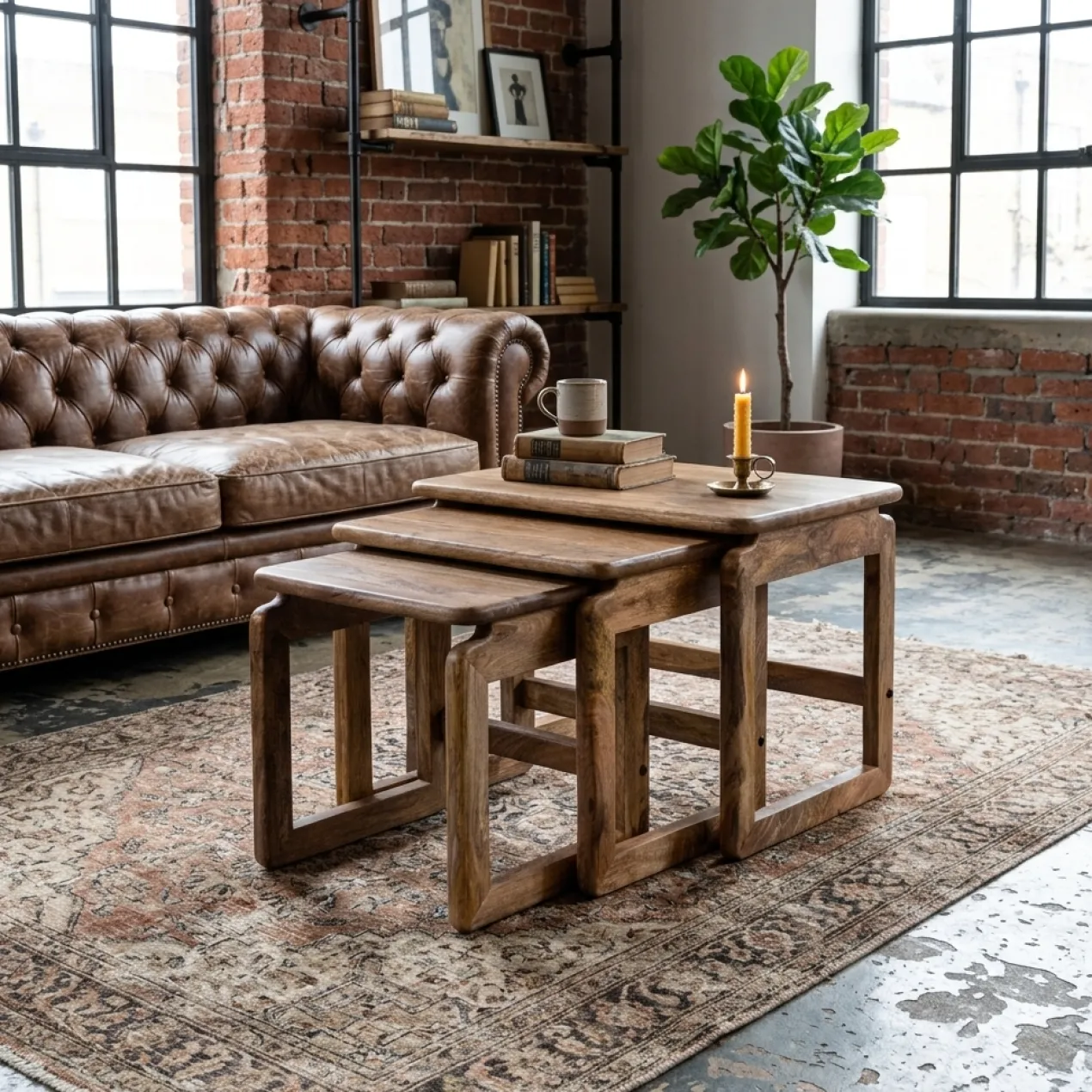 Bijzettafel Zoutelande naturel- set van 3