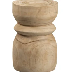 Bikkel kruk hout naturel 40xo28 cm