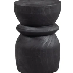 Bikkel kruk hout zwart 40xo28 cm