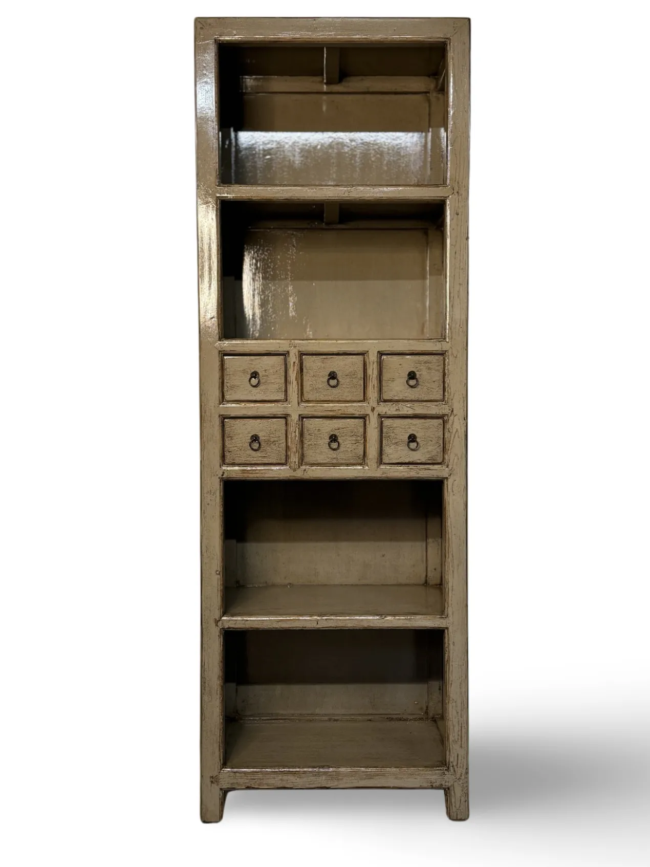 Boekenkast groen 6 lades Boekenkast groen/f 6La