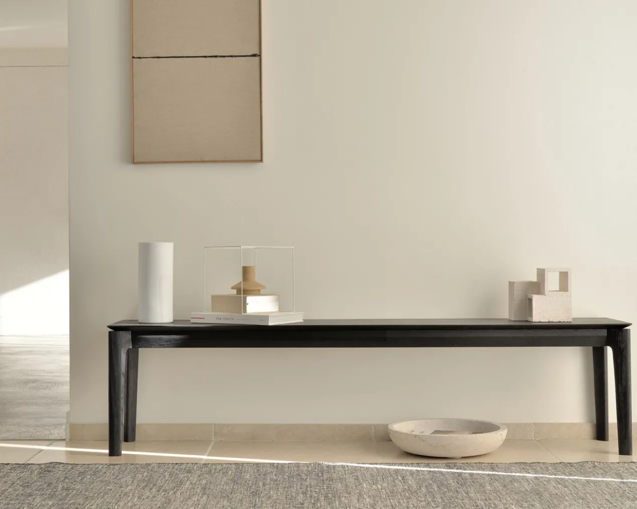 Bok bank - eiken zwart - 126cm