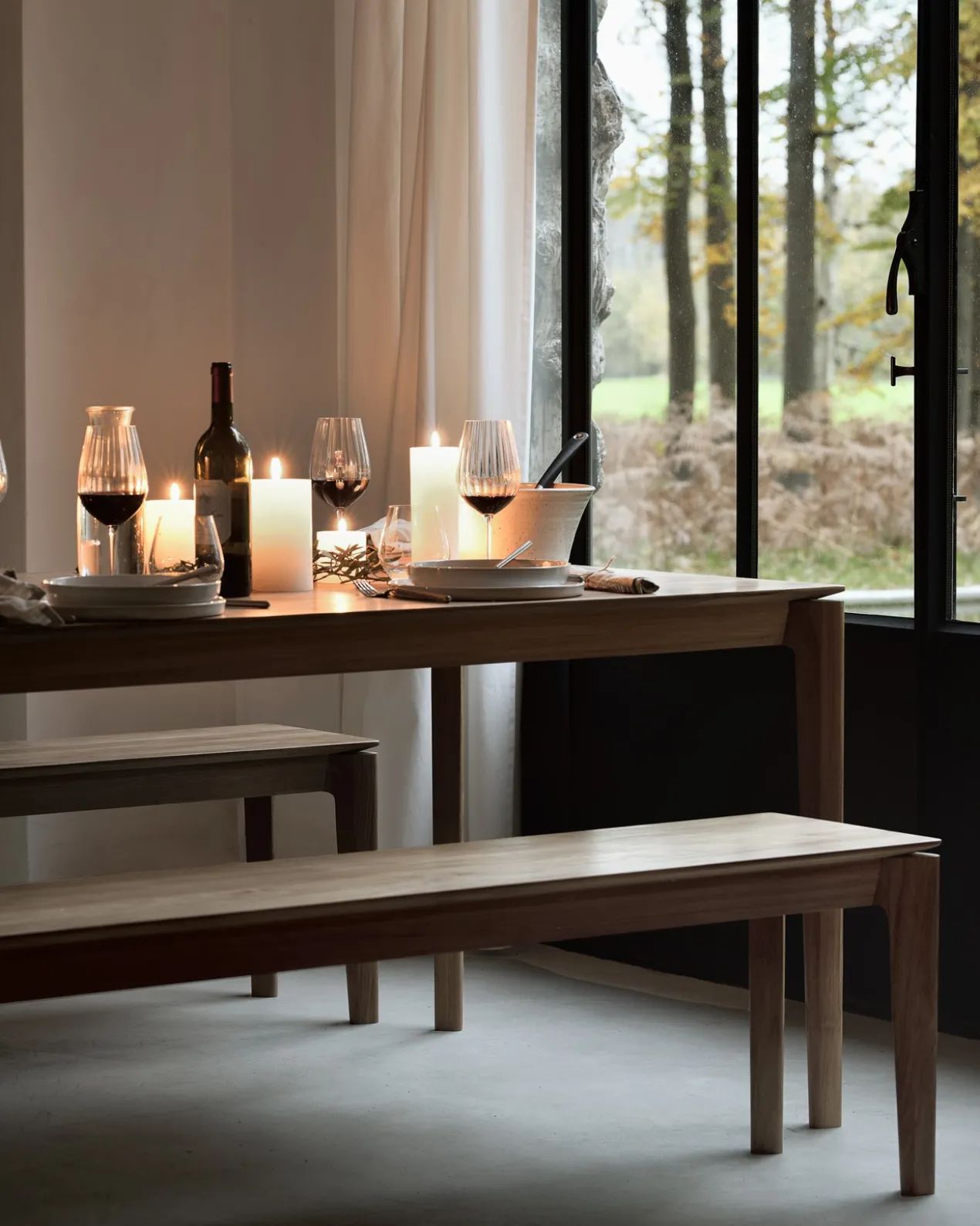 Bok bank - teak - 166cm - onbehandeld