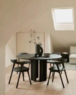 Bok stoel - eiken bruin - bruin leer