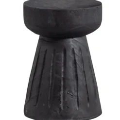 Borre kruk hout zwart 40xo28 cm