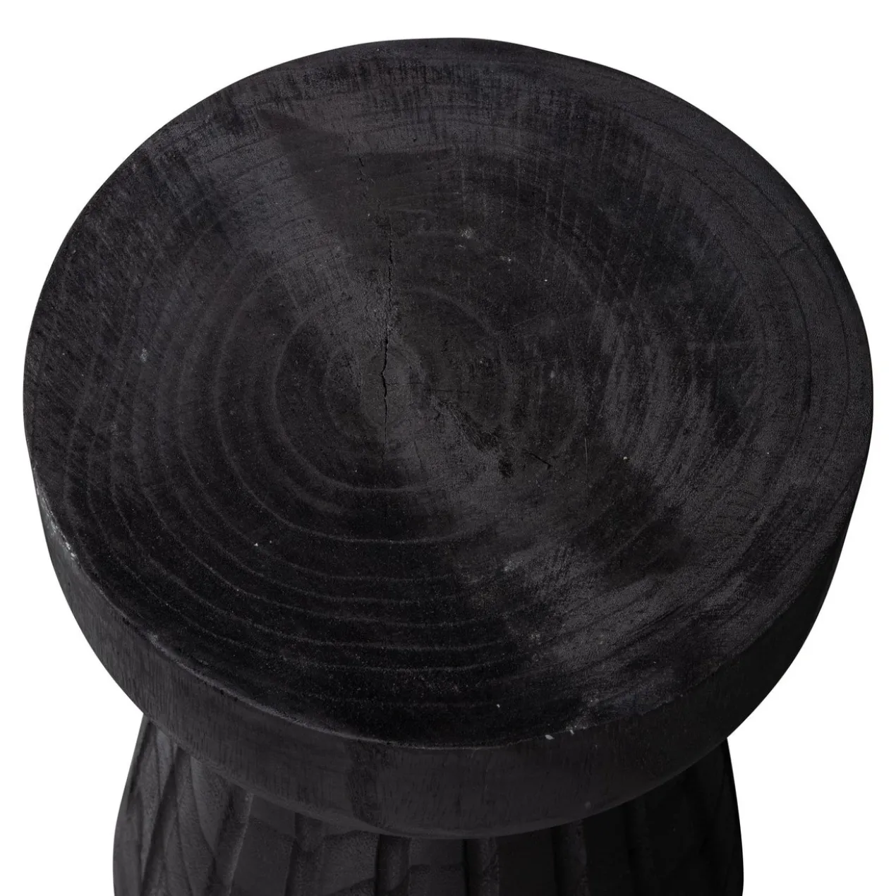 Borre kruk hout zwart 40xo28 cm