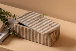 Bowl rectangle with lid marble himalayan green