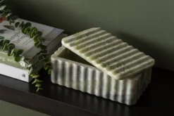 Bowl rectangle with lid marble himalayan green