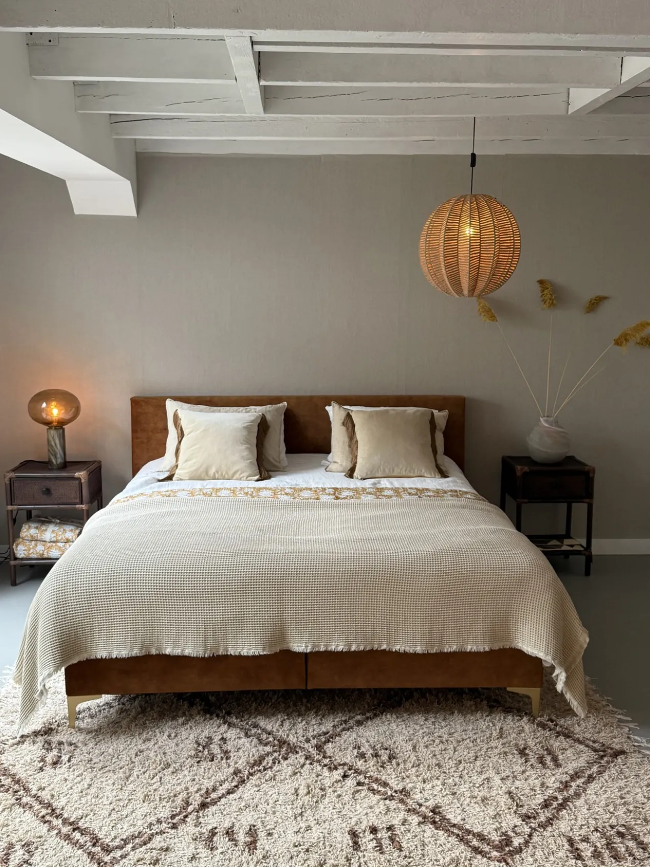 Boxspring Sparkle Velvet Natural 140x200 cm