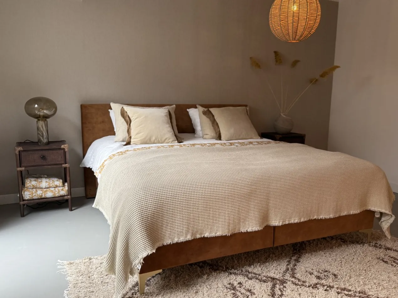 Boxspring Sparkle Velvet Natural 140x200 cm