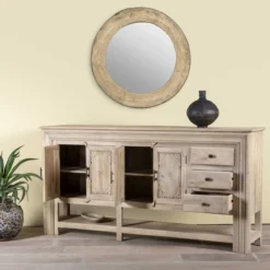 Brishti - Mangohouten Consoletafel met Houtsnijwerk
