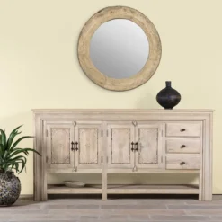 Brishti - Mangohouten Consoletafel met Houtsnijwerk