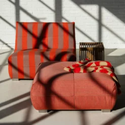 Buitenfauteuil Flynn bold stripe rood