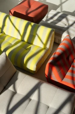 Buiten 3-zitsbank Flynn bold stripe rood
