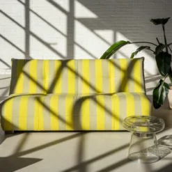 Buiten 2,5-zitsbank Flynn bold stripe geel