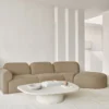 Bulky modulaire sofa - halfronde voetenbank - light sepia