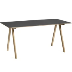 Bureau CPH10 mat eiken gelakt onderstel linoleum black